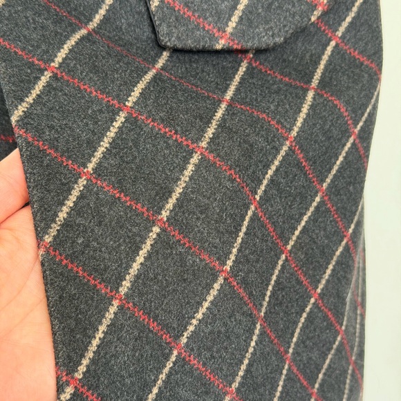 Elegant Charcoal Plaid A-Line Skirt with Asymmetrical Overlay - Picture 8 of 15